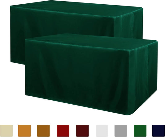 2 Pack Blackish Green Table Cloths for 6 Foot Rectangle Tables - Water Resistant Washable Fabric Polyester Rectangle Table Cover Protector for Wedding, Banquet and Trade Shows
