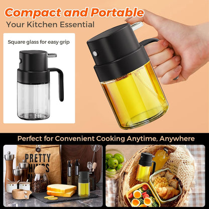 Mini Oil Sprayer for Cooking, 6.8 OZ/ 200 ML Premium Oil Spray Bottle for Kitchen, Food-Grade Olive Oil Sprayer, Portable Oil Mister for Air Fryer, Kitchen, Outdoor BBQ and Camping (Black)