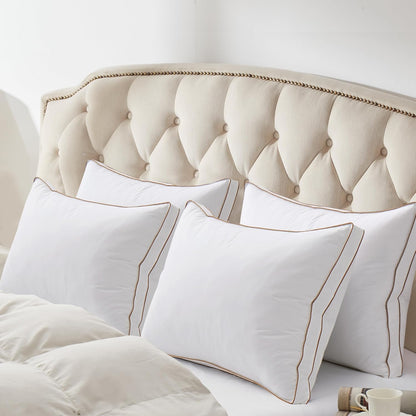 ® Goose Feather down Pillows, Soft Fluffy Luxury Hotel Collection Pillows King Size Set of 2, 100% Cotton Cover, Medium Firm Bed Sleeping Pillow for Back, Stomach or Side Sleeper.