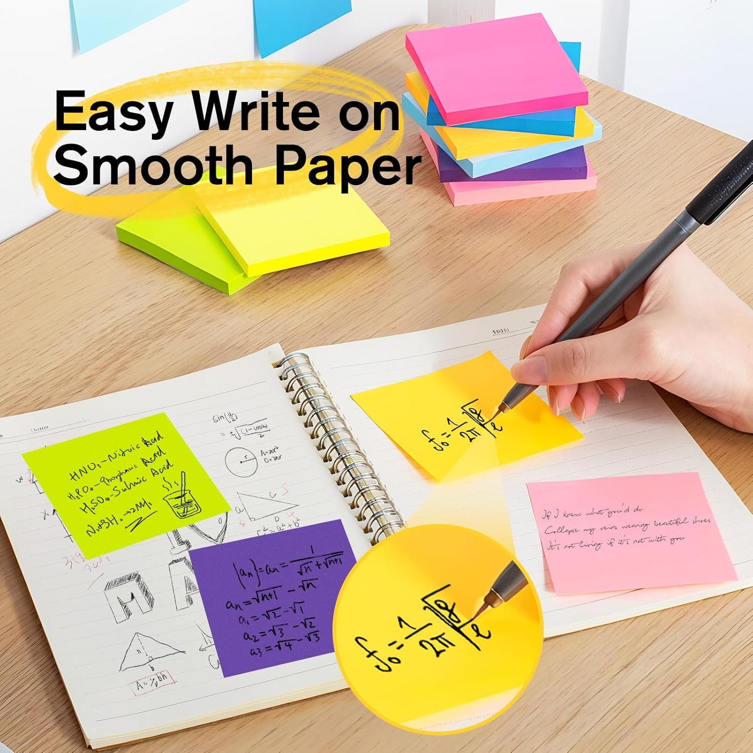 Sticky Notes 3X3 Inches Bulk 8 Pack Colored Self-Stick Pads, Colorful Sticky Notes 80 Sheets/Pad, Easy to Post for Office Supplies, School, Home