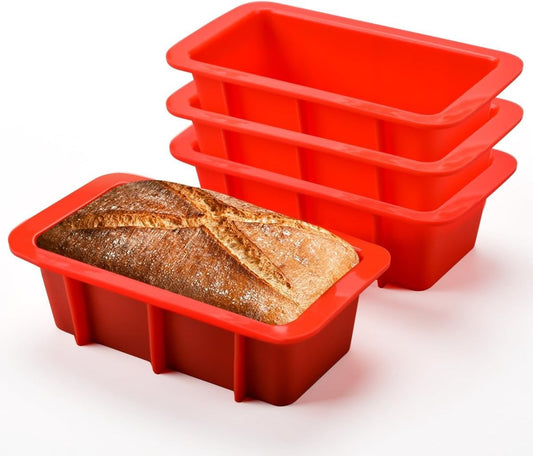 Silicone Mini Bread Loaf Pans for Baking, Small Loaf Pan Set of 4, 2.7X5.4 Inch Nonstick Bread Mold for Toast, Brownie, Loaf, Cake, Soaps
