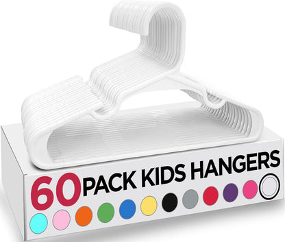 60 Pack Kids Hangers - 11.5 Inch Plastic Baby Hangers for Closet - Childrens Hanger for Clothes & Infant Hanger for Closet (White)