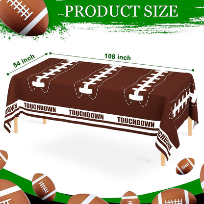 2 Pack Football Tablecloth Disposable Tablecloth Plastic Table Cover for Football Themed Games Birthday Party Decoration 54 X 108Inch
