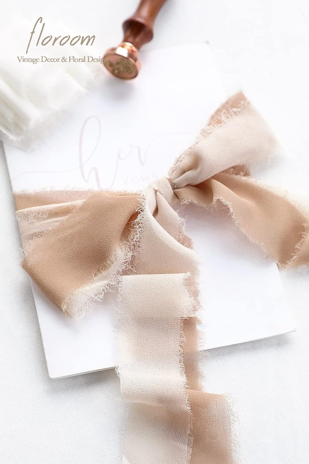 Handcrafted Ombre Chiffon Silk Ribbon for Wedding Invitations, Bridal Bouquets, Gift Wrapping, Decorations, DIY Crafts, Ballet Nude