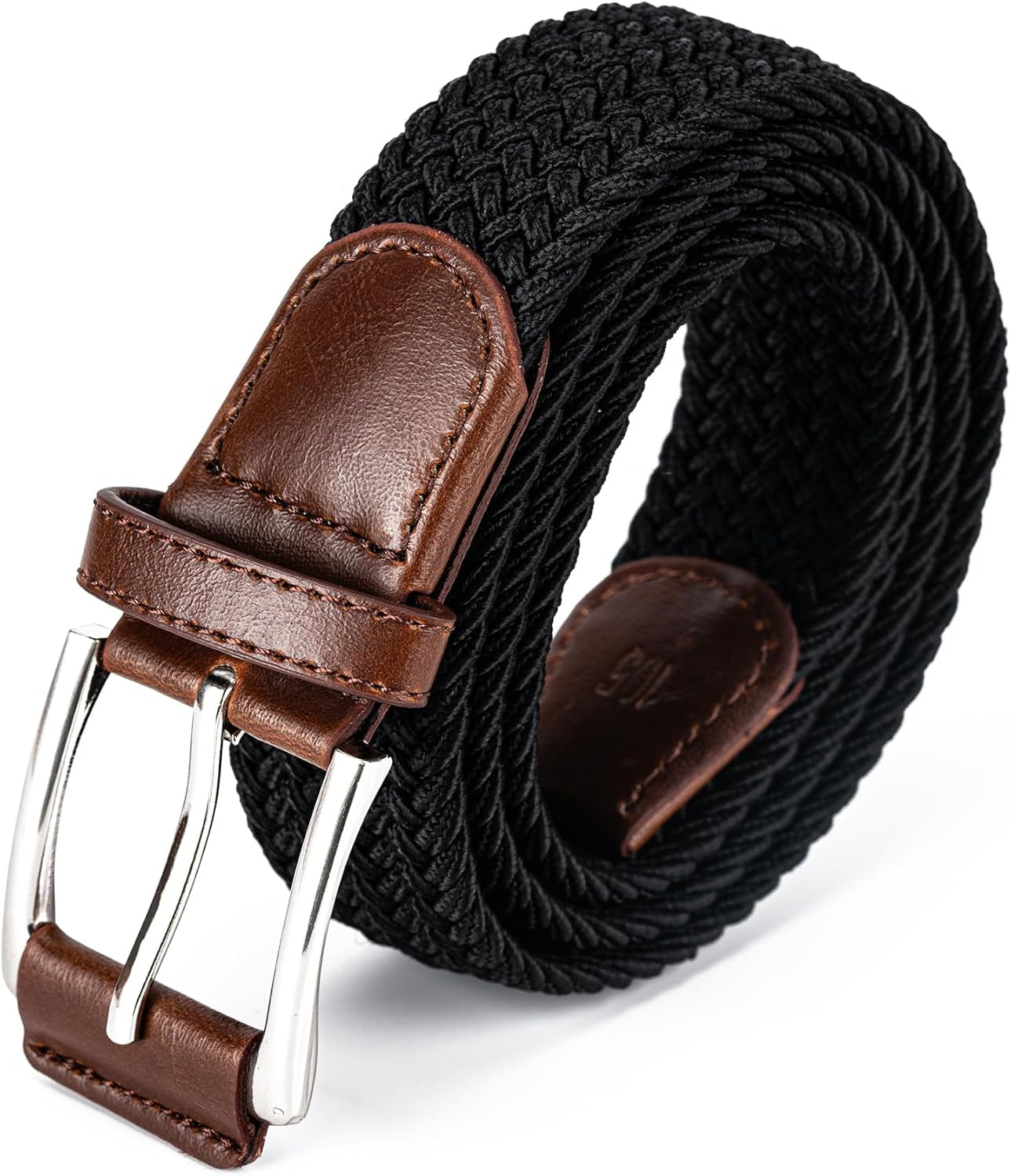 Mens Belt, Canvas Elastic Fabric Woven Stretch Multicolored Braided Belts for Golf Casual Pants Shirts Jeans