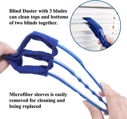 Window Blind Cleaner Duster Brush with 5 Microfiber Sleeves - Blind Cleaner Tools for Window Shutters Blind Air Conditioner Jalousie Dust