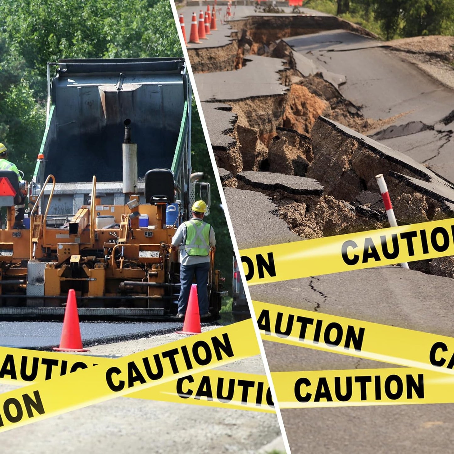 Halloween Decorations Caution Tape 2 Pack, 3" X1000Ft Safty Tape Yellow Caution Tape Roll, Construction Tape for Danger/Hazard Areas/Crime Scene Halloween Party Decorations