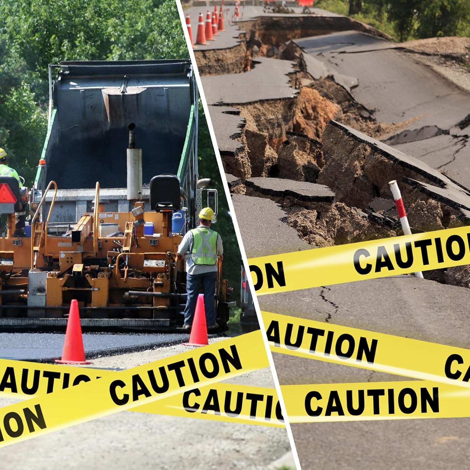 Halloween Decorations Caution Tape 2 Pack, 3" X1000Ft Safty Tape Yellow Caution Tape Roll, Construction Tape for Danger/Hazard Areas/Crime Scene Halloween Party Decorations