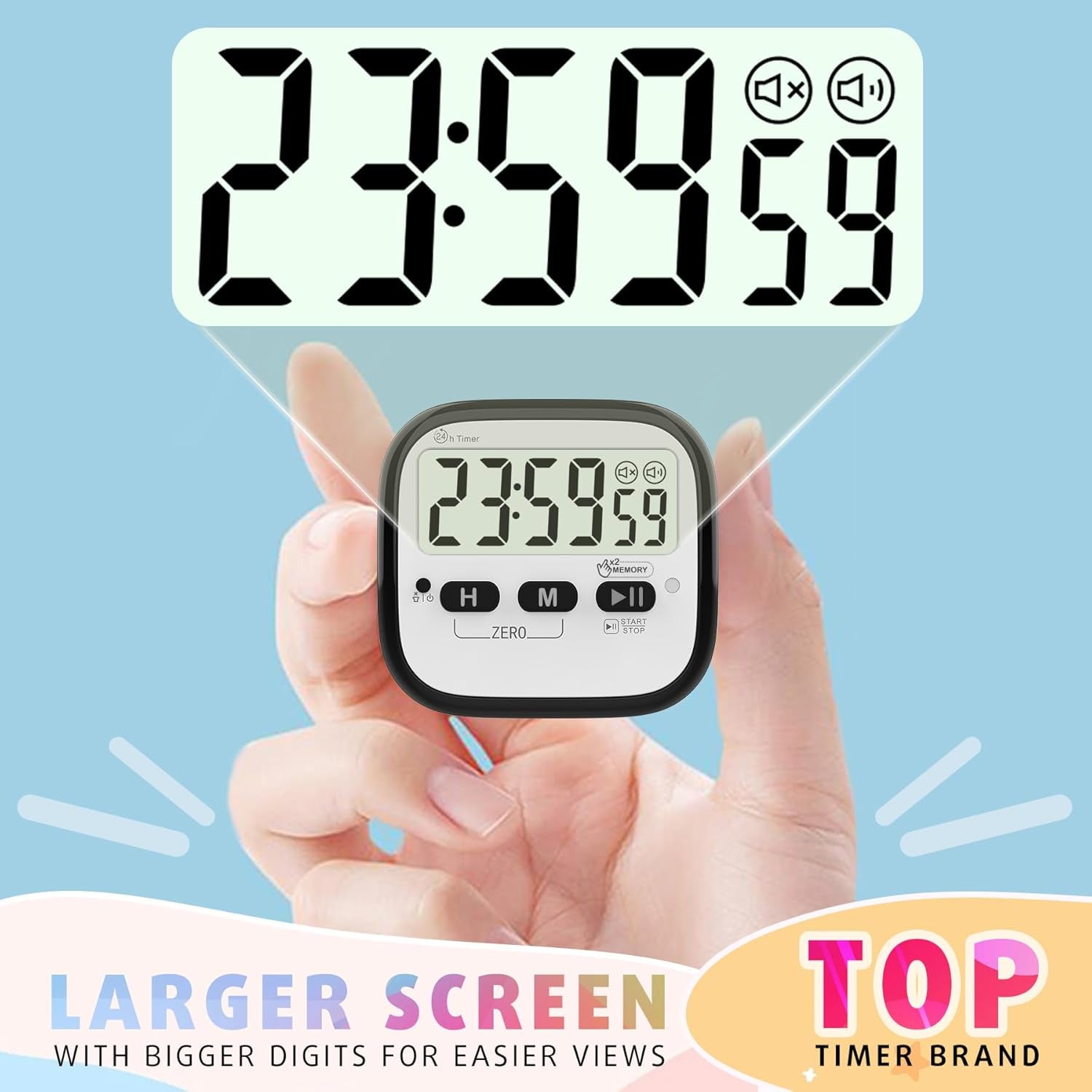 2-Pack Magnetic Kitchen Timers for Cooking, Digital Stop Watch Countdown Timer for Kids, Teachers, Classroom, Office, Exercise - Battery Included