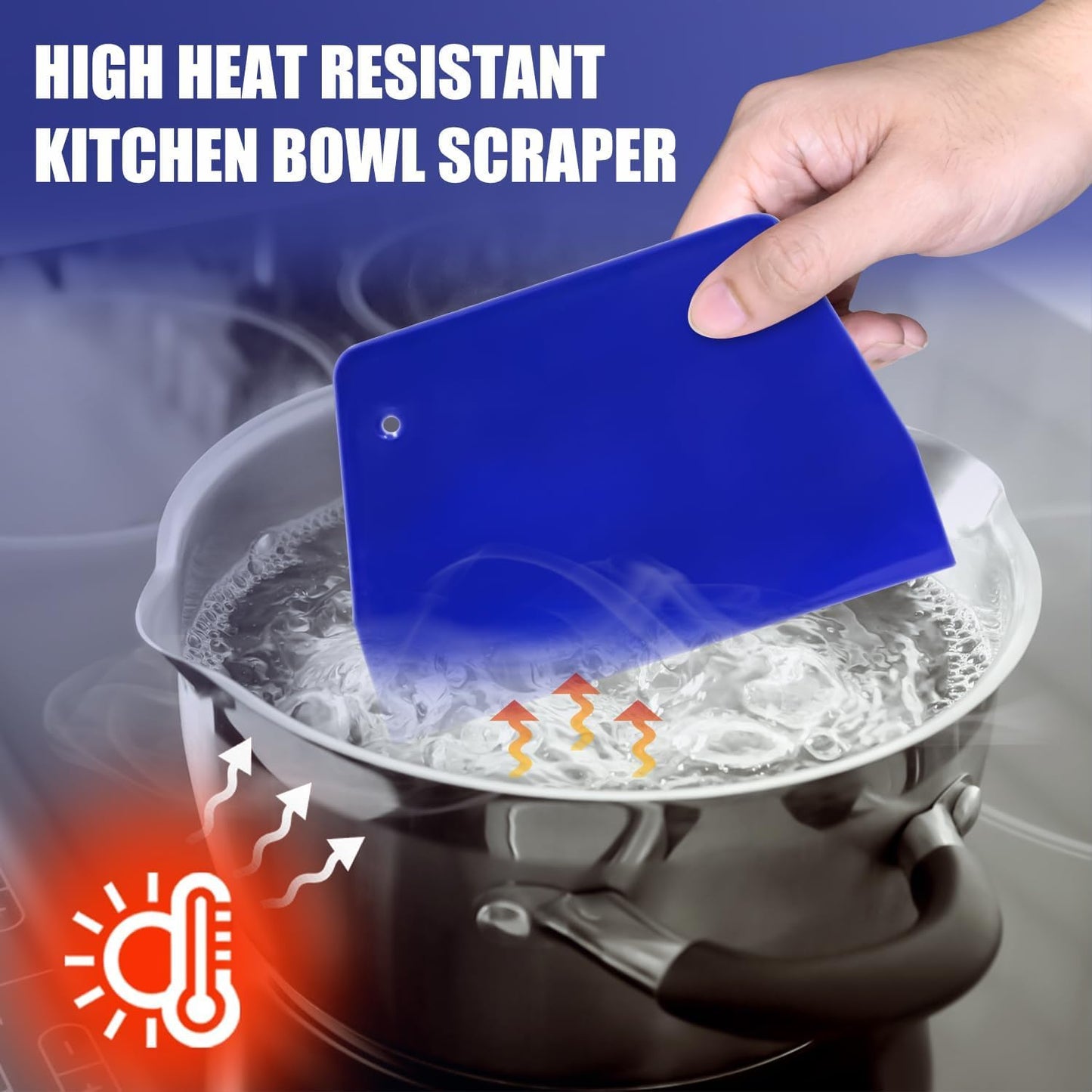 Dough Scraper Set of 3, Flexible Silicone Bowl Spatula, Kitchen Plastic Bench Dough Scraper Tool for Bread Dough, Sourdough, Cake, Fondant Icing, Blue & Teal/Aqua…