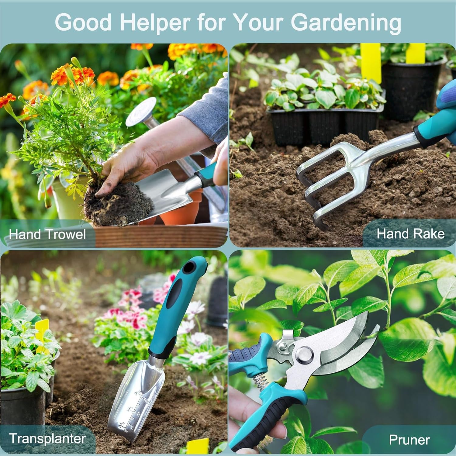 Garden Tools 7-Piece, Gardening Hand Tools, Gardening Tools Set Cultivators with Rust-Proof,Stainless Steel, Aluminum Alloy Material, Gardening Supplies Set Ideal Gift