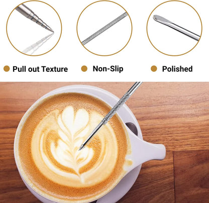 Milk Frothing Pitcher, 2Pcs, 350Ml & 600Ml, Milk Frother Cup Stainless Steel Jug Steaming Pitcher, Milk Coffee Cappuccino Latte Art Barista Steam Pitchers Milk Jug Cup with Decorating Pen