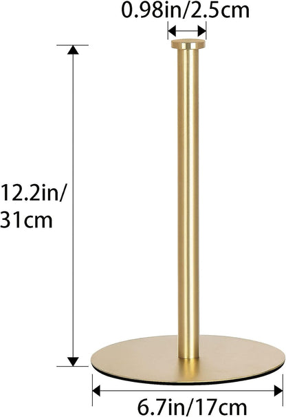 Gold Paper Towel Holder Countertop, , Kitchen Paper Towel Holder Stand for Kitchen and Bathroom Organization and Storage, Paper Towel Holders for Standard and Large Size Rolls (Gold)