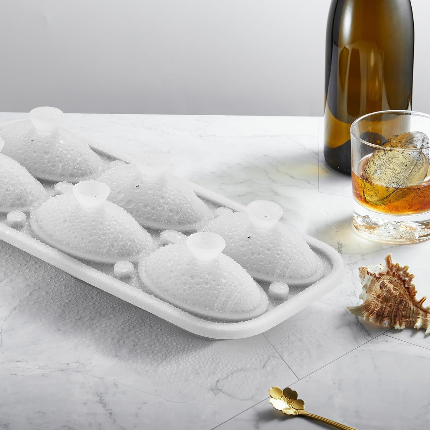 3D Football Ice Cube Tray, Large Football Silicone Fun Shapes Whiskey Ice Mold with Funnel for Cocktails, Bourbon,Brandy, Whiskey Gifts for Men