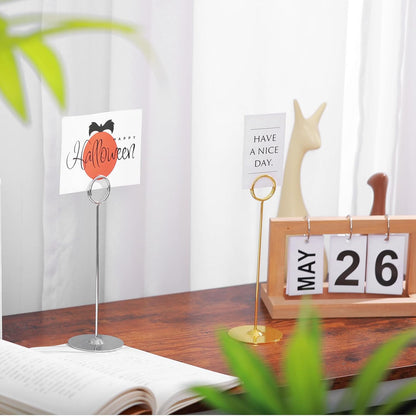 16 Pieces Table Card Holder 8 Inches Table Number Holders Place Steel Card Holders for Photos, Food Signs, Memo Notes, Weddings, Restaurants, Birthdays (Gold)