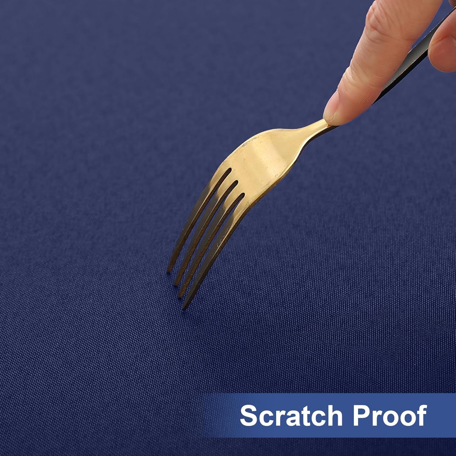 Rectangle Table Cloth Cover, Waterproof Polyester Elastic Fitted Tablecloth, Fits for 6 Foot Folding Tables, Washable Table Protector for Picnic, Camping, Outdoor (Navy Blue, 30" X 72")