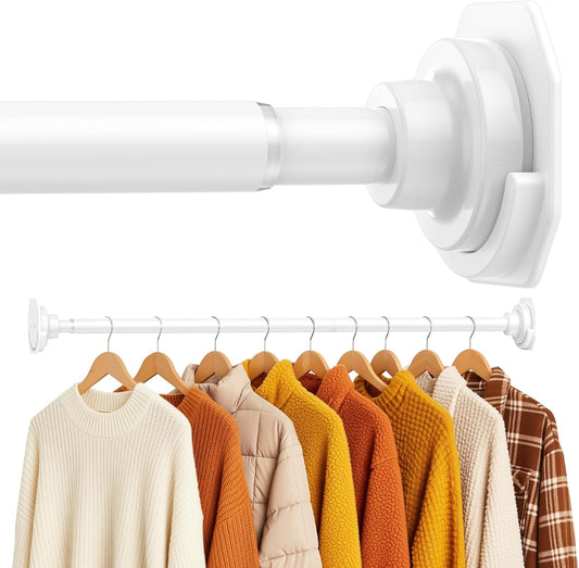 Closet Rod 28 to 48 Inch Closet Rods for Hanging Clothes Adjustable Closet Rod 1 Inch Diameter Heavy Duty Closet Hanging White Tension Rods for Closet Laundry RV, Bathroom, Window, Curtains