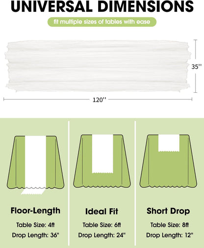 2-Pack Cheese Cloths Table Runner, 120'' Boho Table Cloth Decorations for Party, Baby Shower, Wedding and Farmhouse, Fabric Room Decor, Ivory