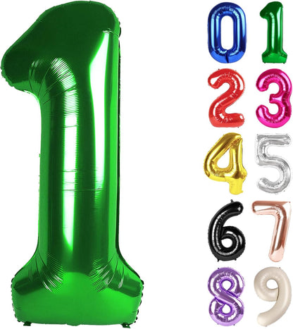 1 Balloon - Dark Green Birthday Number Balloons, 40 Inch Large Foil Balloons for Men Women Boys Girls Dark Green Themed Birthday Decorations