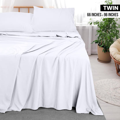 Flat Sheet - 1 Pack (Twin, White) - Soft Brushed Microfiber Fabric - Shrinkage & Fade Resistant Top Sheet - Easy Care Bed Sheet