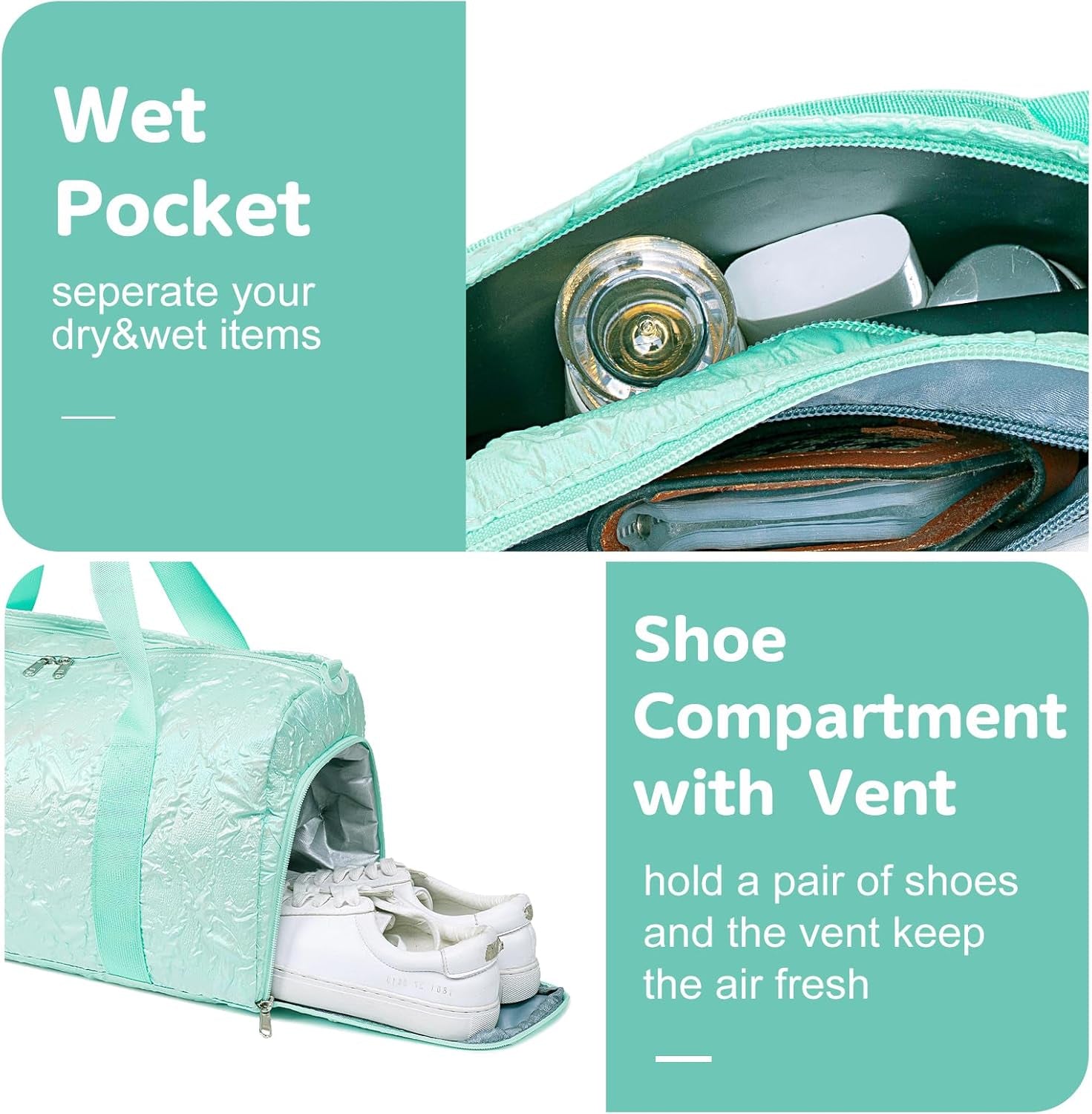 Duffle Bag Girls Kids Cute Gym Bag with Shoes Compartment & Wet Separation Waterproof Sports Overnight Travel Bag