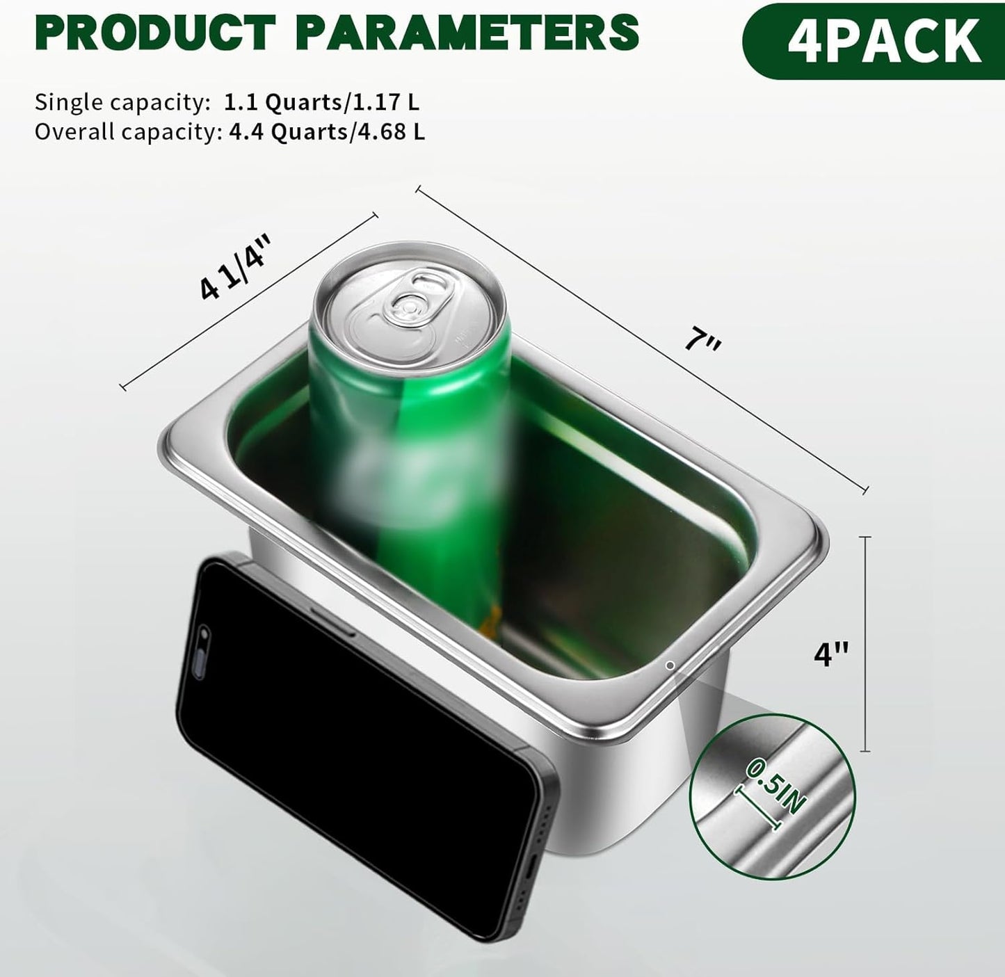 Hotel Pan with Lid 1/9 Size - 4" Deep 4 Packs Stainless Steel Food Pan for Steam Table, Commercial Restaurant, anti Jam, Buffet