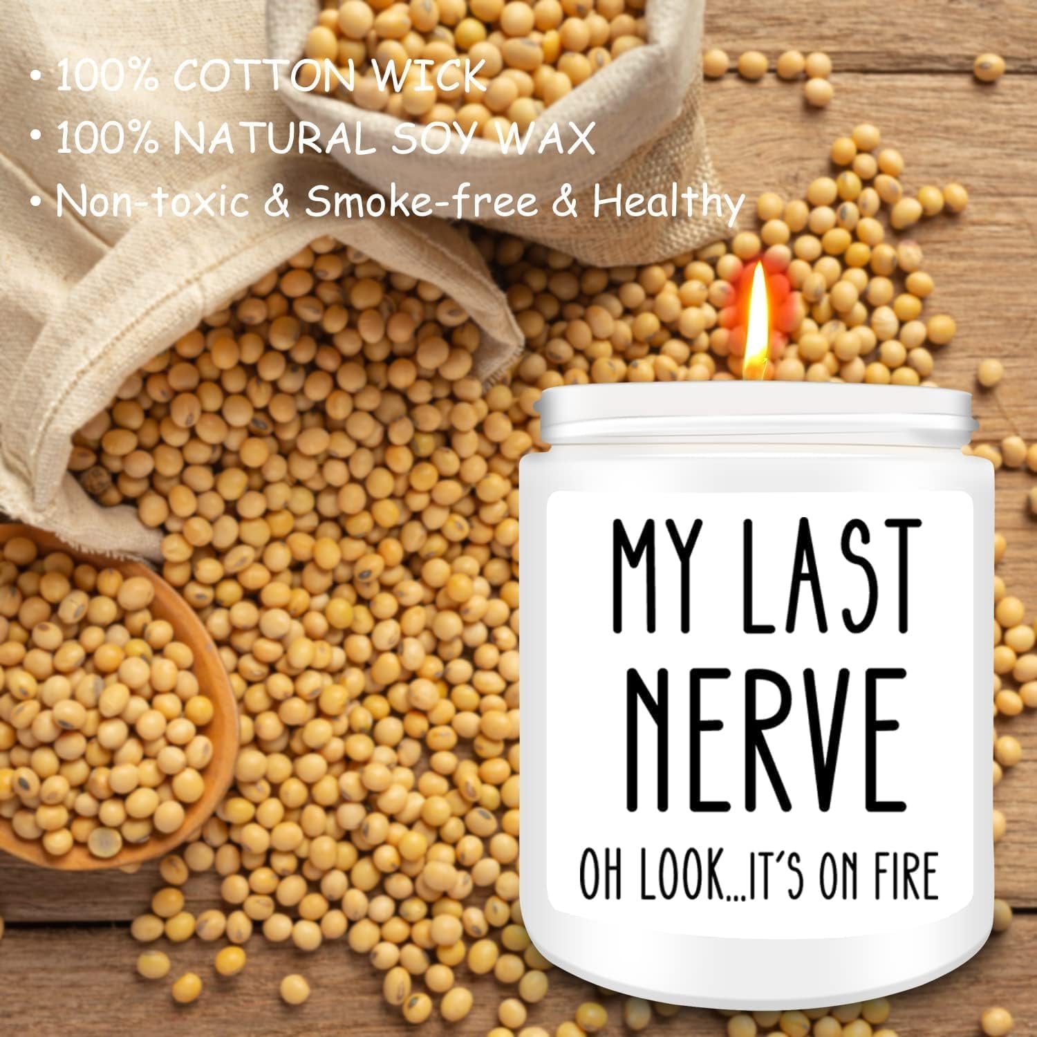 Birthday Gifts for Women, Funny Friendship Gift for Friend - My Last Nerve Lavender Candle - Unique Best Friend Birthday Gifts for Women, Her, Mom, BFF, Sister