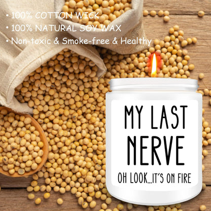 Birthday Gifts for Women, Funny Friendship Gift for Friend - My Last Nerve Lavender Candle - Unique Best Friend Birthday Gifts for Women, Her, Mom, BFF, Sister