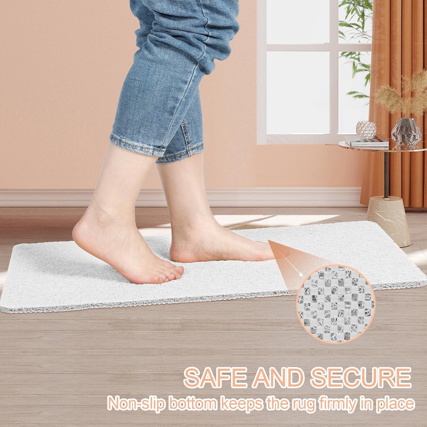 Bathtub Mat Non Slip, Bath Mat for Tub, Shower Mats for inside Shower, 31.5X16 Inch, PVC Loofah Bathroom Mats for Wet Areas, Quick Drying, White