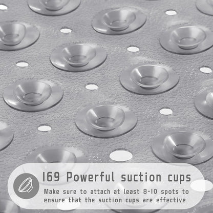 Shower Bathtub Mat Non Slip, 21X21 Inch, Soft Square Bath for Tub with Suction Cups and Drain Holes, Stall Floor Mats Bathroom, Machine Washable, Bathroom Accessories, Clear Gray