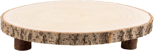 Wood Cake Stand, 10-11 Inch Wood Slice with Legs, Rustic Slice Cake Stand, for Wedding Table Centerpieces, Woodlandthemed Parties, Event, Birthday Party