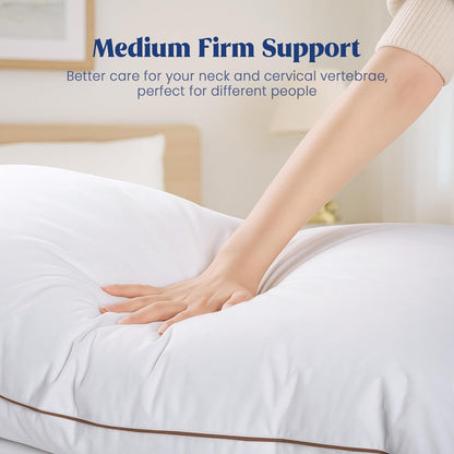 ® Goose Feather down Pillows King Size Set of 2, Soft Fluffy Luxury Hotel Collection Pillow, 100% Cotton Cover, Medium Firm Bed Pillow for Back, Stomach or Side Sleeper.