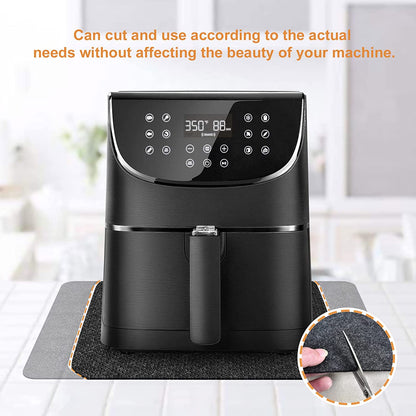 2 Pcs Heat Resistant Mat for Air Fryer, Coffee Maker, Toaster - Black Rectangular Felt & Silicone Countertop Protector with Sliding Function