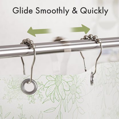 Shower Curtain Rings, Set of 12, Rust-Resistant Metal Shower Hooks Ring Shower Rings for Curtain Rolling Shower Curtain Hooks for Bathroom Shower Rod Shower Curtain Hangers, Nickel