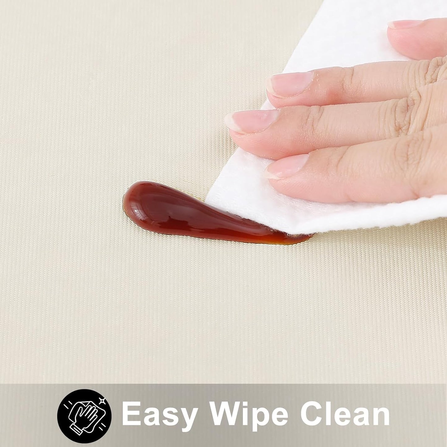 Beige 60x84 Inch Waterproof Vinyl Rectangle Tablecloth - Oil Spill Resistant Plastic Cover for Dining, Picnics, Camping, and Outdoor Use