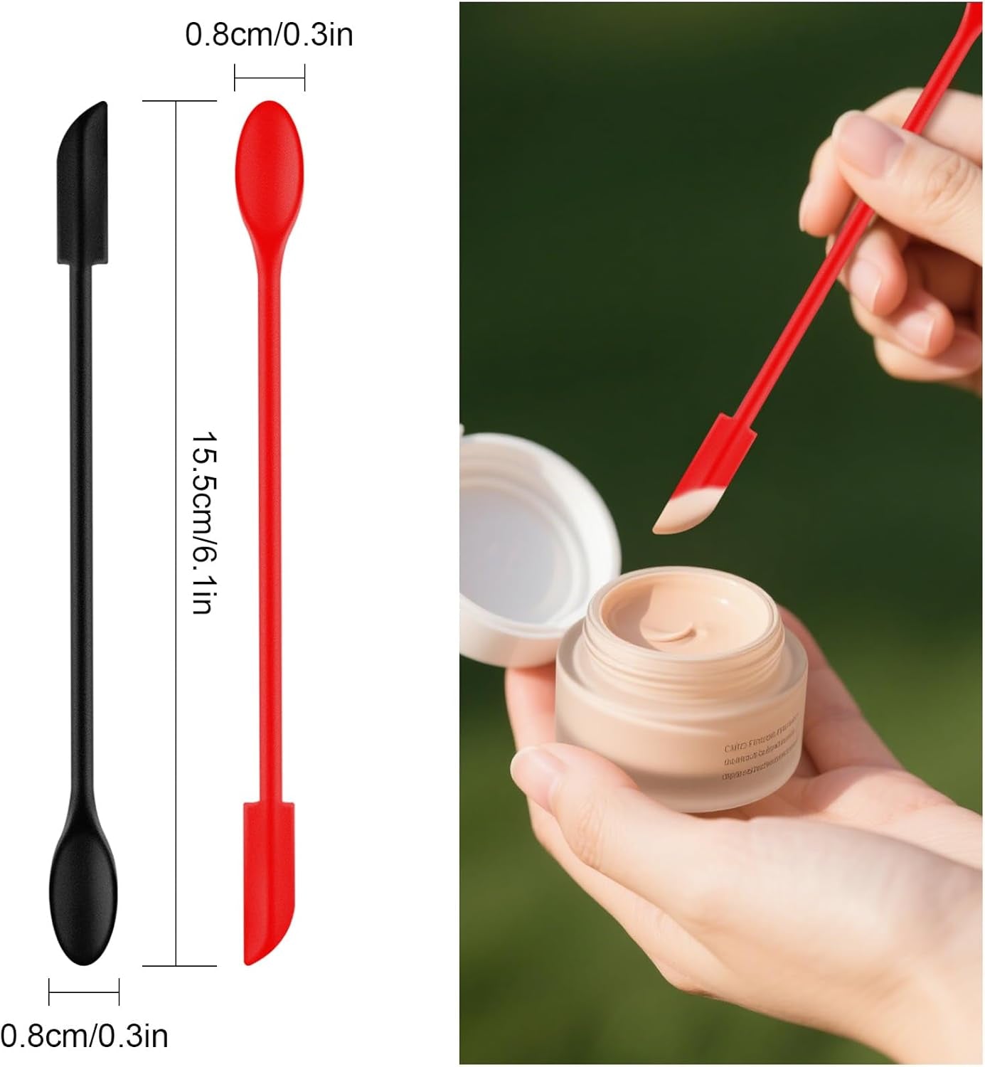 Makeup Spatula Mini Silicone Spatula Set 2Pcs, Dual-Head Small Scraper for Cosmetic Skincare Beauty Face Foundation Lip Lotion Makeup Tools, Tiny Spoon for Narrow Jar Bottle Peanut Butter Kitchen Food