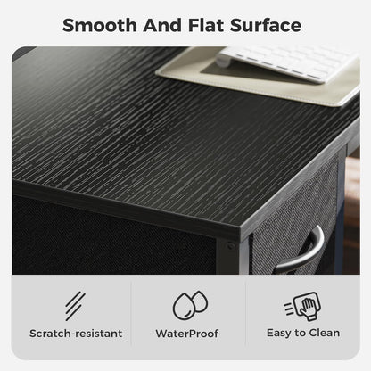 47-Inch Reversible L-Shaped Computer Desk with LED Lighting, Power Outlets, Shelves, Monitor Stand, Drawer, and Corner Design for Home Office and Gaming, Black