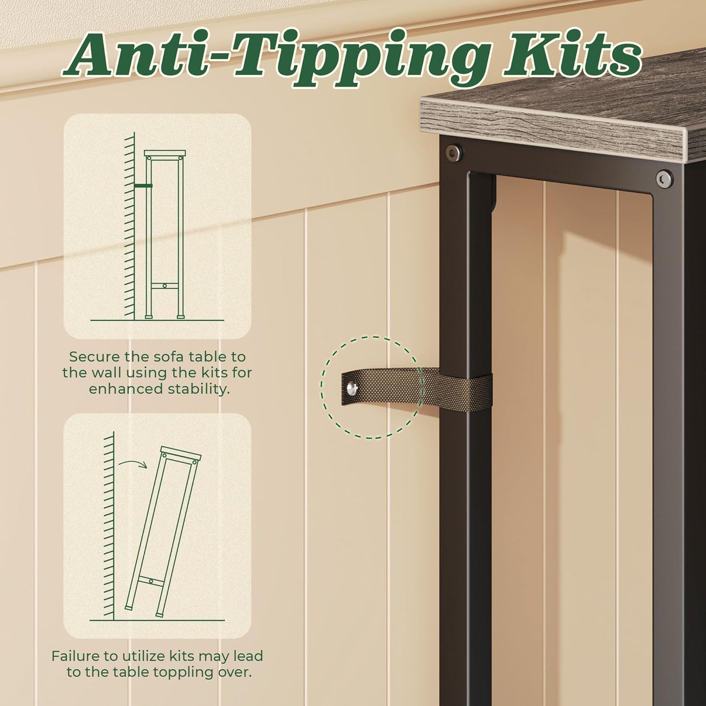 5.9-Inch Narrow Console Table Set of 2 with Outlet, 78-Inch Length, Behind Couch and Entryway Tables with Charging Station, Charcoal Gray for Living Room