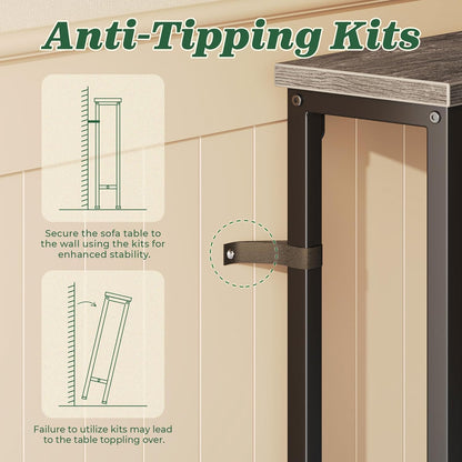 5.9-Inch Narrow Console Table Set of 2 with Outlet, 78-Inch Length, Behind Couch and Entryway Tables with Charging Station, Charcoal Gray for Living Room