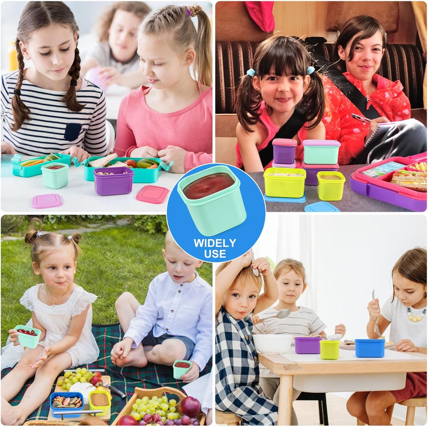 Leakproof Condiment Salad Dressing Container to Go with Lids 6 Pack - 3 Oz/90Ml Stackable Small Food Storage Containers for Sauce, School Lunch, Work, Travel, Bpa-Free