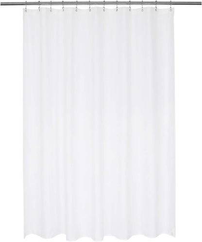 Nylon Hotel Shower Curtain or Liner, Machine Washable, Water Resistant, White, 72 X 72 Inches