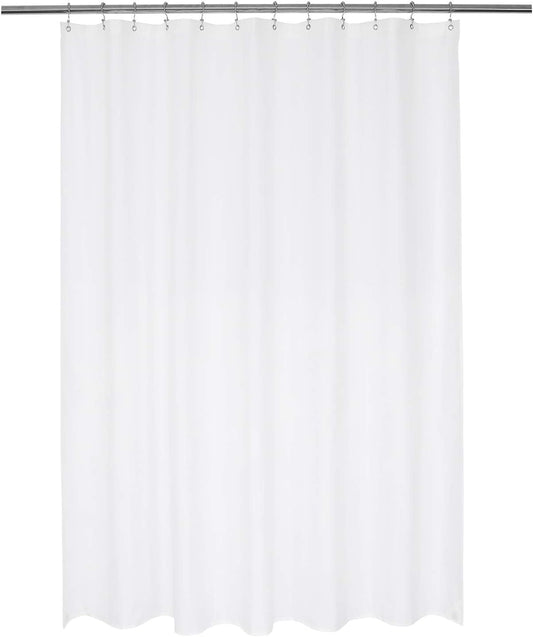 Nylon Hotel Shower Curtain or Liner, Machine Washable, Water Resistant, White, 72 X 72 Inches
