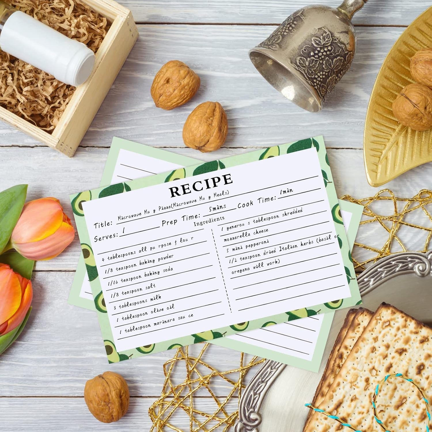 72 Blank Recipe Cards for Bridal Shower and Wedding - 4X6 Double Sided, 4 Fruit Design