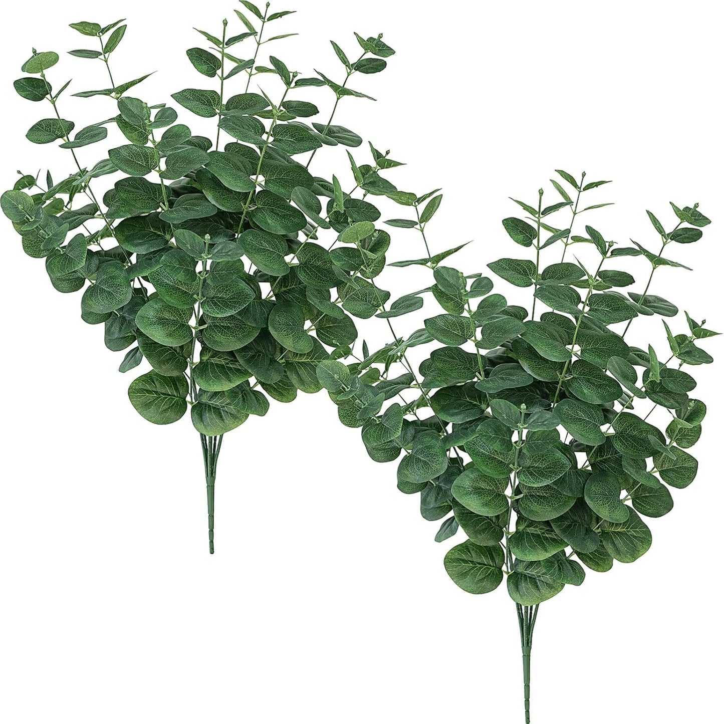 2 PCS Artificial Eucalyptus Stems, 25" Fake Plants Faux Greenery Stems for Centerpiece Table Decorations Flower Arrangement Wedding Kitchen Island Home Vase Decor, Green