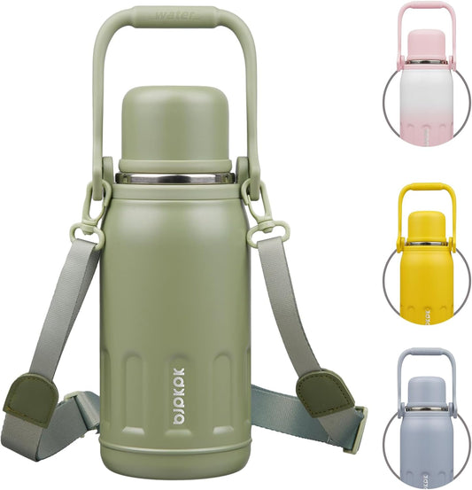 27Oz Insulated Thermal Water Bottle with Lid and Carry Handle BPA Free Stainless Steel Water Bottles for School,Army Green