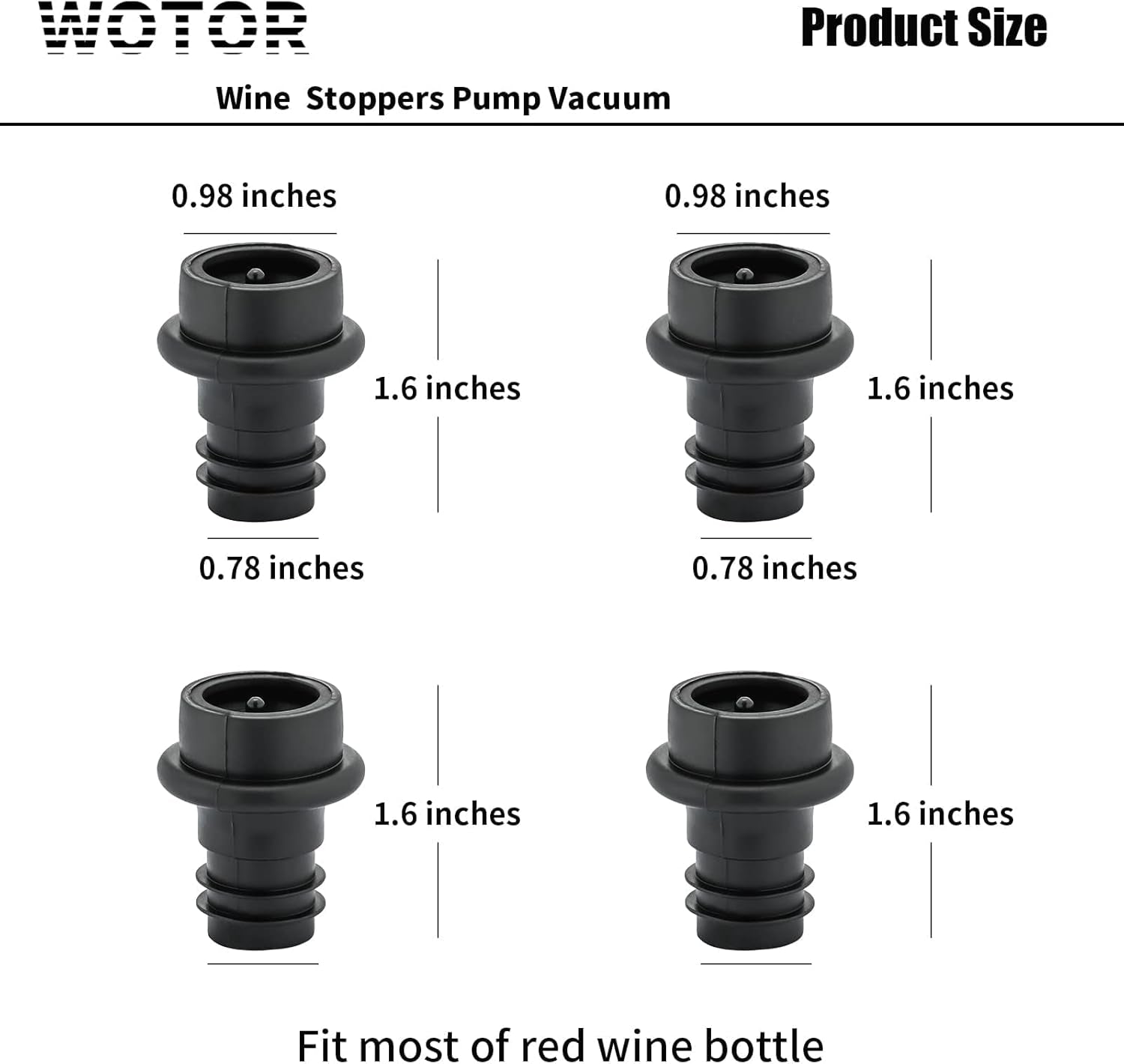 Wine Stoppers Vacuum, Silicone Wine Saver & Preserver, Reusable Bottle Sealer, Keep Fresh (Black, 12 Pieces)