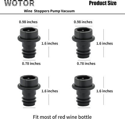 Wine Stoppers Vacuum, Silicone Wine Saver & Preserver, Reusable Bottle Sealer, Keep Fresh (Black, 12 Pieces)