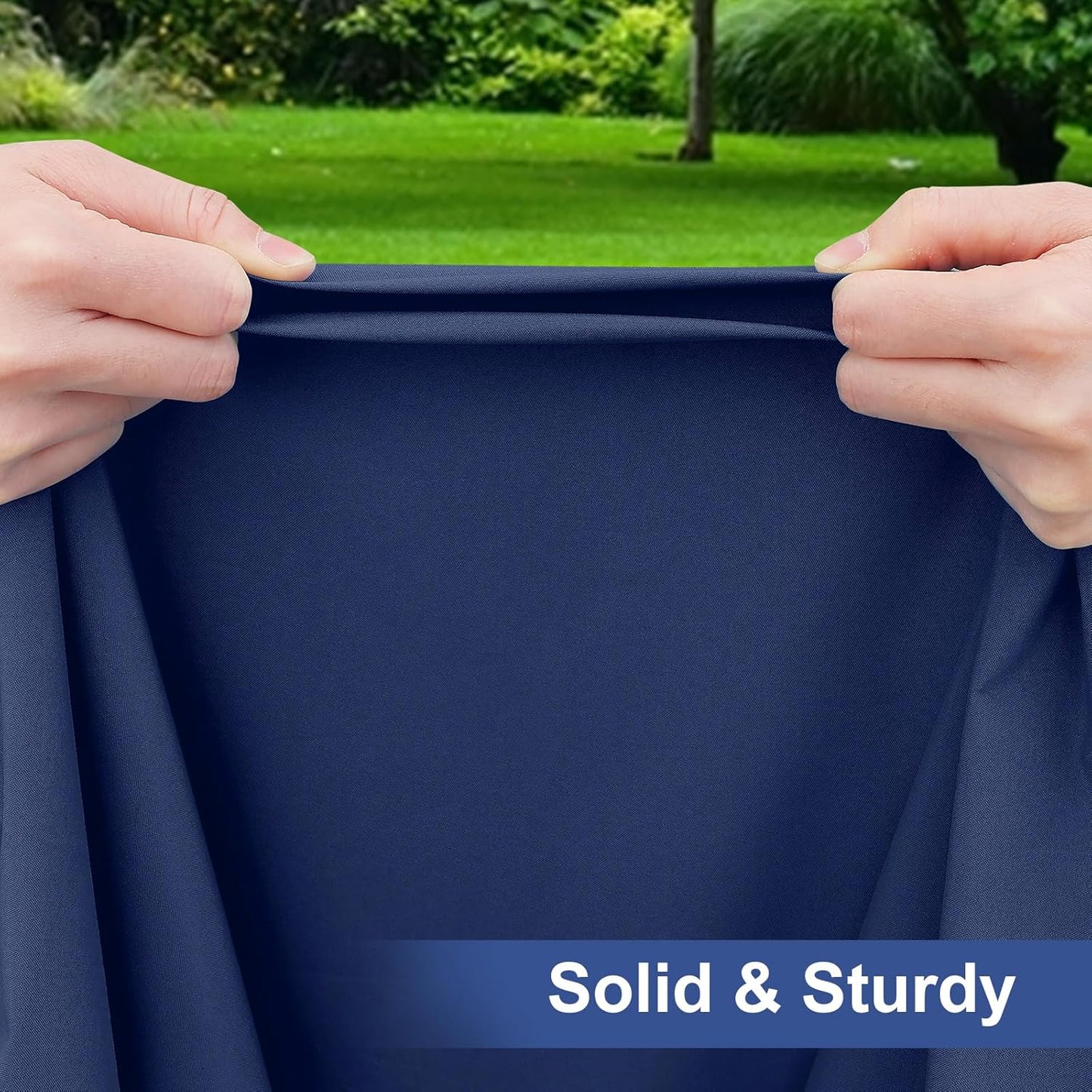 2 Pack 6 Foot Rectangle Elastic Fitted Tablecloth, Waterproof Fabric Table Cover, Washable Polyester Table Cloth for Picnic, Camping, Outdoor (Navy, 30" X 72")