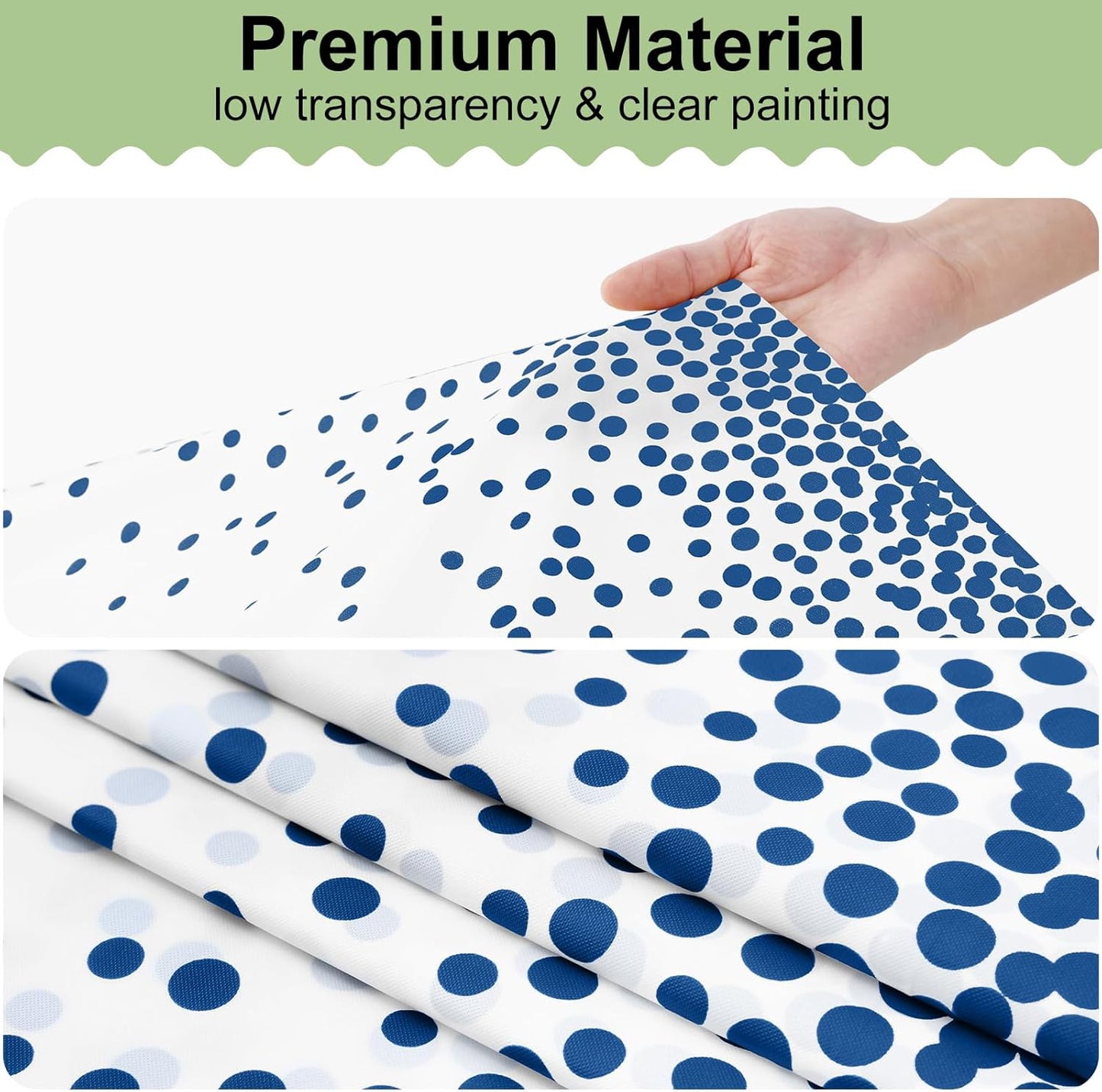 4 Packs Dot Disposable Table Cloth, 54 X 108 Inch Waterproof Plastic Tablecloth, Rectangle Navy Dots in White Table Covers for Picnic, Birthday, Party