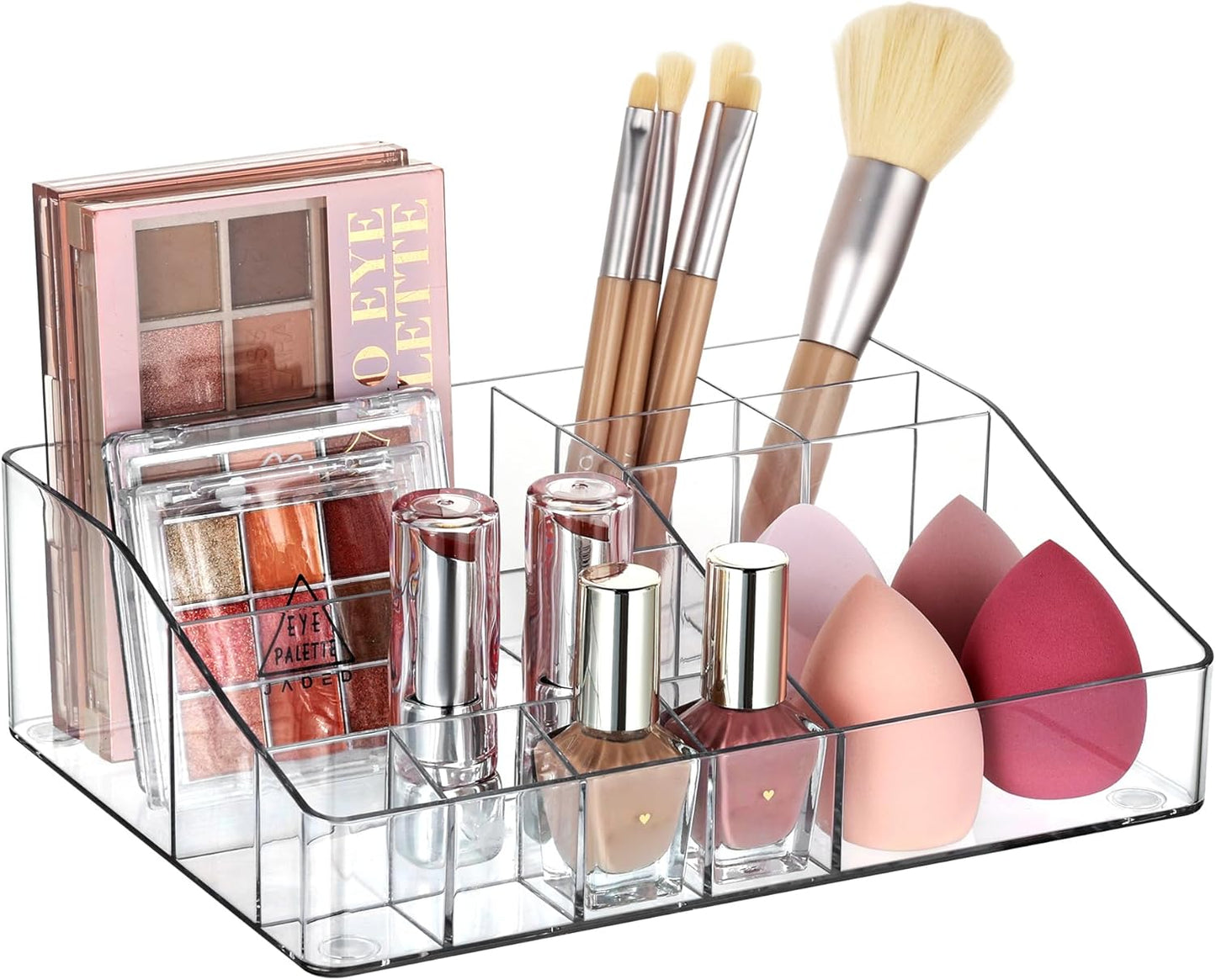 1 Tier Clear Makeup Organizer, Cosmetic Storage for Dresser Countertop and Bathroom Vanity, Beauty Holder for Lipstick Brush Skincare